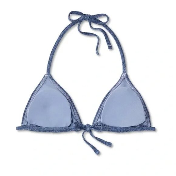 NWT Wild Fable Denim Textured Triangle Bikini Top - Picture 4 of 5